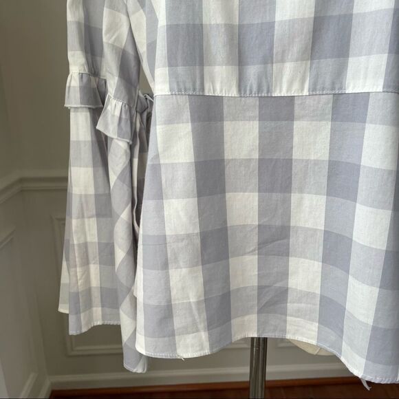 Walter Baker Lauren Top Grey Gingham Trumpet Sleeve NWT S - Picture 6 of 12